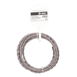 [101025018] Cable textil 2,5M (2x0.75mm) trenzado Gris claro