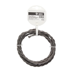 [101025019] Cable textil 2,5M (2x0.75mm) trenzado Gris oscuro