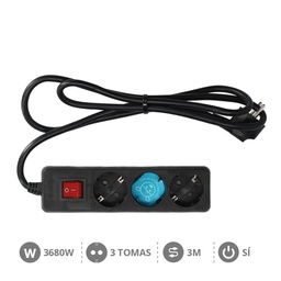 [100005012] 3 way socket Black with switch (3x1.5mm) 3M wire