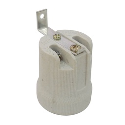 [101505001] Reinforced E27 ceramic lamp holder with 90º hook White