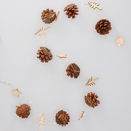 [204690036] 1M LED garland with stars, pine cones and small wood trees Warm White