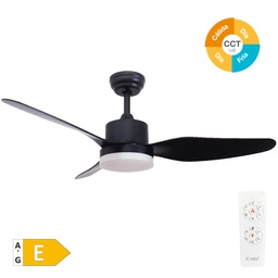 [300005046] Bumera 44' ceiling fan with remote control CCT 3 blades Black