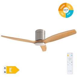 [300005047] Kasama 52' DC ceiling fan with remote control CCT 3 blades dimmeable Nickel/Wood