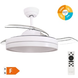 [300005063] Lugela 42' DC ceiling fan with remote control CCT 3 retractable blades transparent White