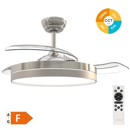 [300005065] Lugela 42' DC ceiling fan with remote control CCT 3 retractable blades transparent Nickel