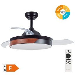 [300005067] Likasi 42' DC ceiling fan with remote control CCT 3 retractable blades transparent Walnut/Black