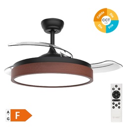[300005072] Ranta 42' DC ceiling fan with remote control CCT 3 retractable blades transparent Wood Walnut/Black