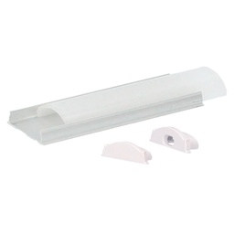 [204025035] Kit perfil aluminio traslúcido superficie ovalado 2M para tiras LED hasta 14mm