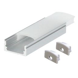 [204025036] Kit profil aluminium translucide de surface 2 M pour bandes LED jusqu'à 12 mm