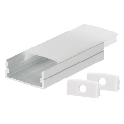 [204025039] Kit perfil aluminio traslúcido superficie 2M para tiras LED hasta 20mm