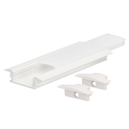 [204025041] Kit perfil aluminio traslúcido empotrable 2M para tiras LED hasta 12mm Blanco