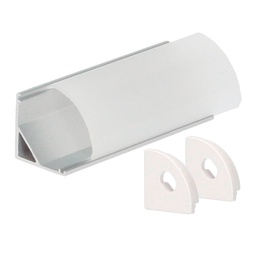 [204025043] Kit profil aluminium translucide pour angles ovale 2 M pour bandes LED jusqu'à 10 mm