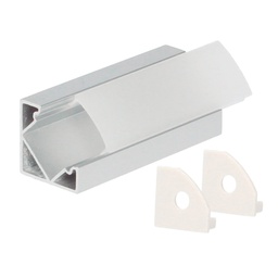 [204025044] Kit profil aluminium translucide pour angles 2 M pour bandes LED jusqu’à 12 mm