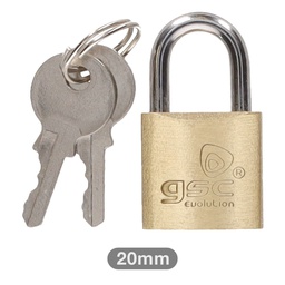 [502010003] Brass padlock short neck steel 20mm 2 keys - BOX OF 12