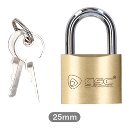 [502010004] Brass padlock short neck steel 25mm 2 keys
