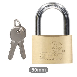 [502010008] Brass padlock short neck steel 60mm 2 keys - BOX OF 6