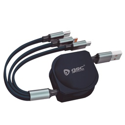 [105515012] Cable cargador retáctil 3 en 1 (USB Tipo C, conector Lightining y Micro USB Tipo C)