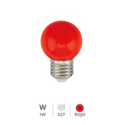 [200605006] Bombilla LED esférica 1W E27 Rojo