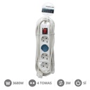 4 way socket White with switch (3x1.5mm) 3M wire