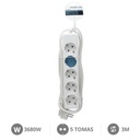 Base multiple 5T (3x1.5mm) 3M Blanca