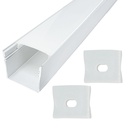 Kit profil aluminium translucide de surface 2M pour bandes LED 230V jusqu'à 23mm