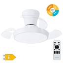 Ventilador techo Kovilur con luz CCT regulable y mando Ø71 3 aspas retráctiles DC Blanco 